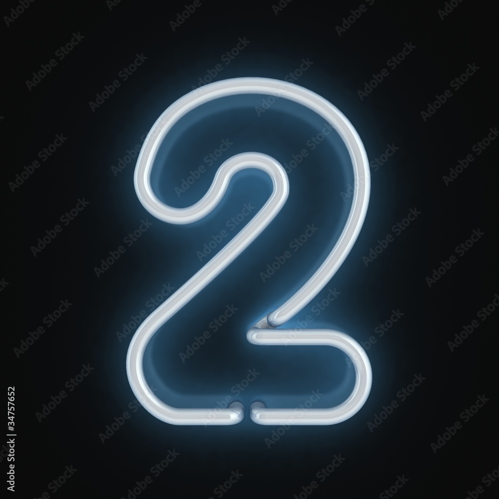 Naklejka premium neon font number two