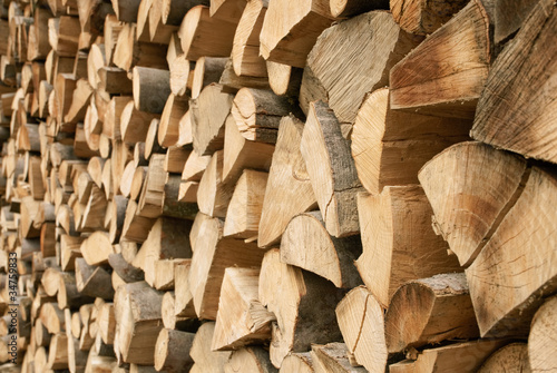 Fotografie Großer Stapel Brennholz