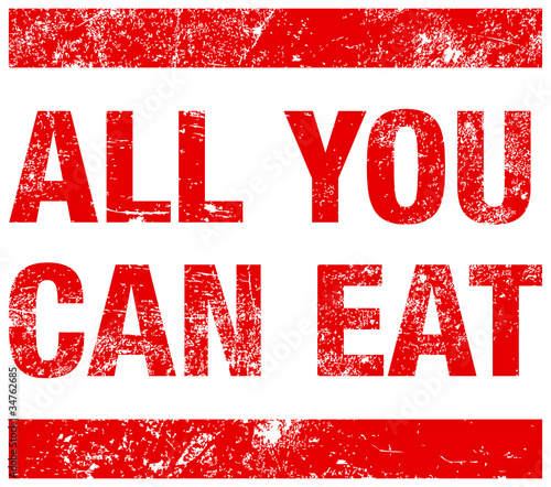 Rubber Stamp "ALL YOU CAN EAT" Red