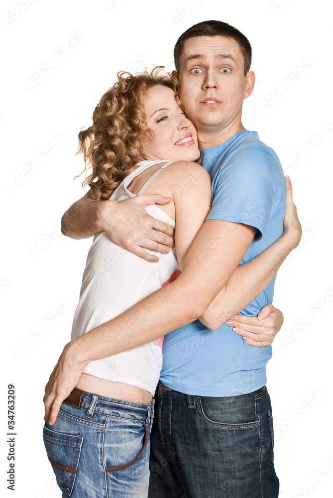 Portrait of a beautiful young happy smiling couple - isolated Portrait of a beautiful young happy smiling couple - isolated