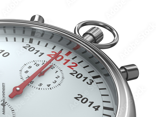 year calendar on stopwatch....