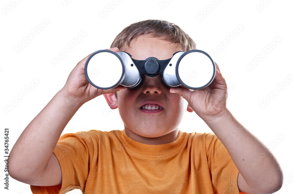 child with binoculars