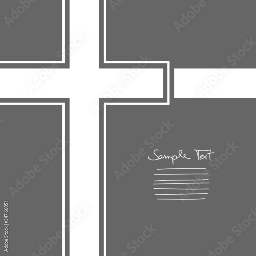 Mourning Card Grey White Cross Outline
