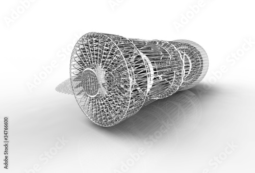 The engine of airplane