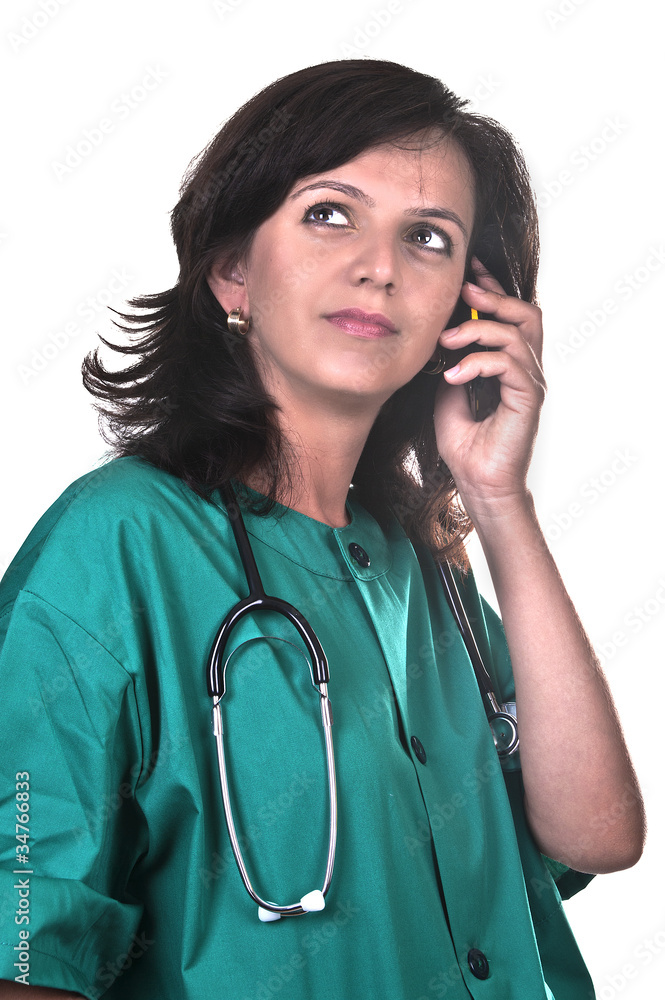 female doctor talking on the phone