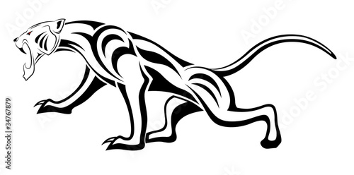 Vector leopard executed in the form of a tribal tattoo