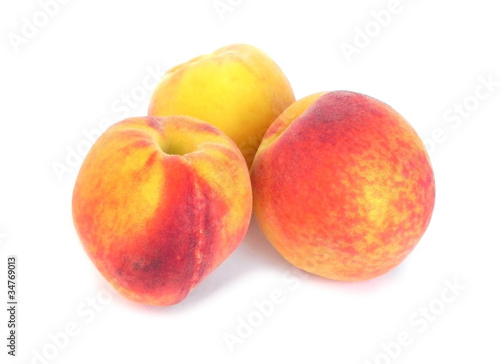 Peaches on a white background.