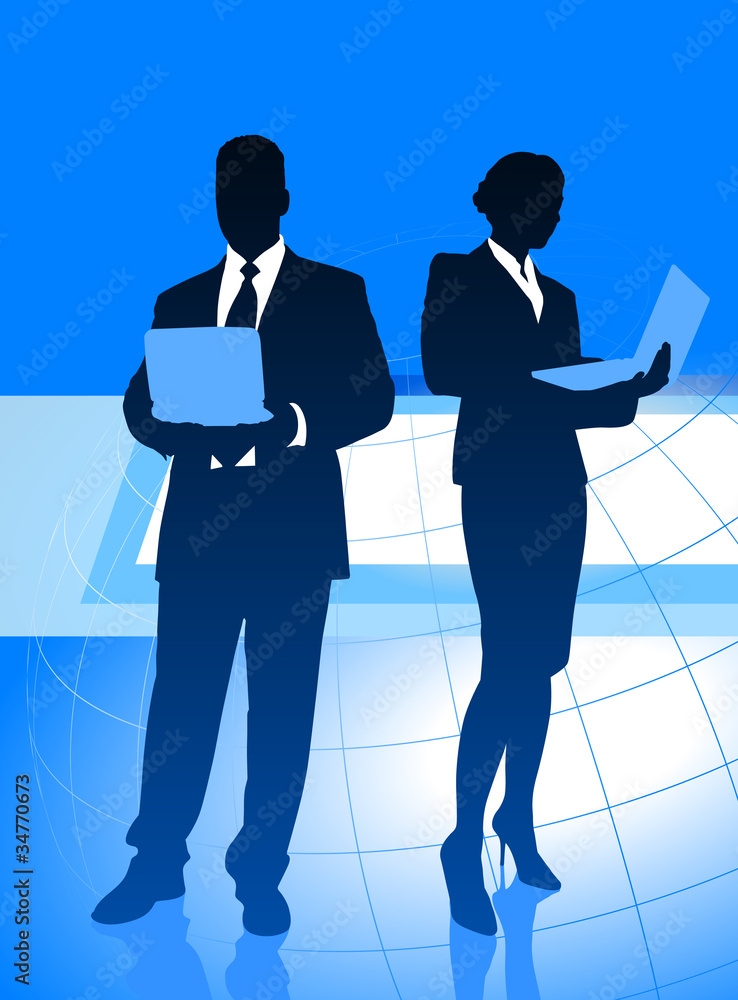 Obraz premium Business Couple on Global Economy Background