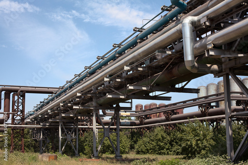 Industrial gas and oil pipelines in a metallurgical plant