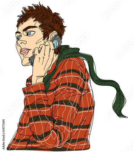 Side view of man holding mobile phone