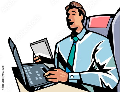 Side view of man working on laptop