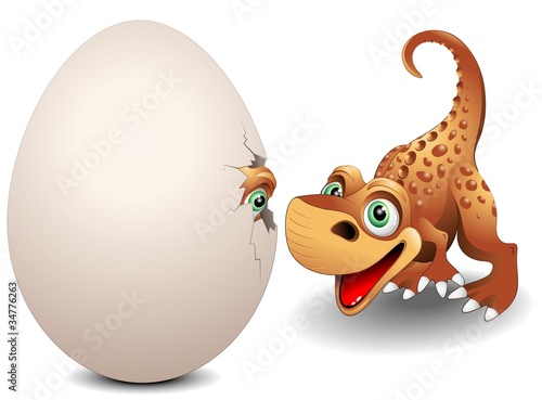 Dinosauro cucciolo con Uovo-Baby Dinosaur with Egg-Vector