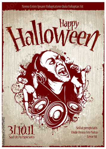 Grungy poster for halloween party