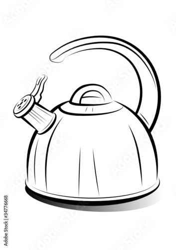 drawing teapot kettle, vector illustration