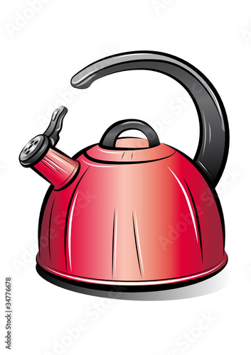 drawing of the red teapot kettle, vector illustration