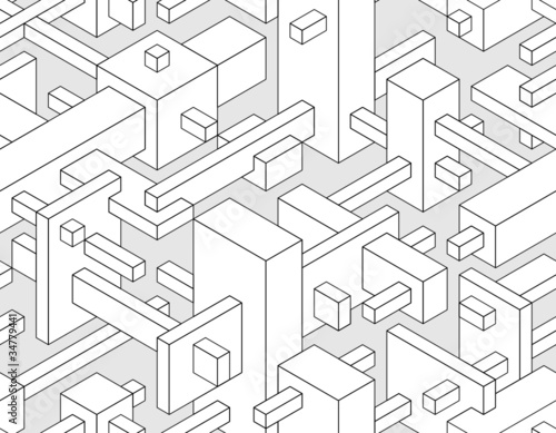 Modern 3d block technical style seamless background