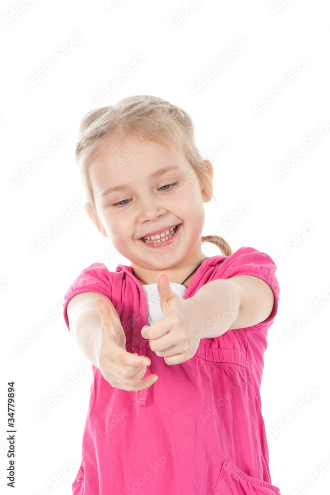 Portrait of a beautiful girl showing thumbs up Portrait of a beautiful girl showing thumbs up