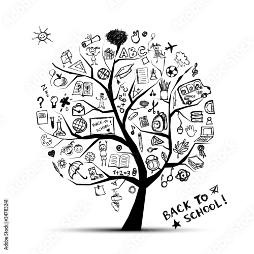 Tree of knowledge, concept of school for your design