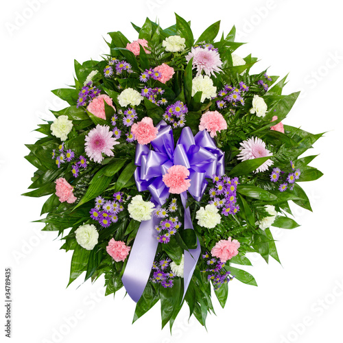 Colorful flower arrangement wreath for funerals photo