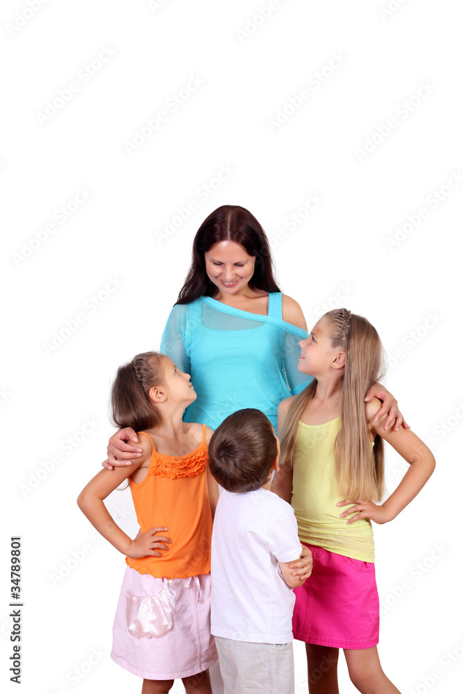 Mother with her three children in studio Mother with her three children in studio