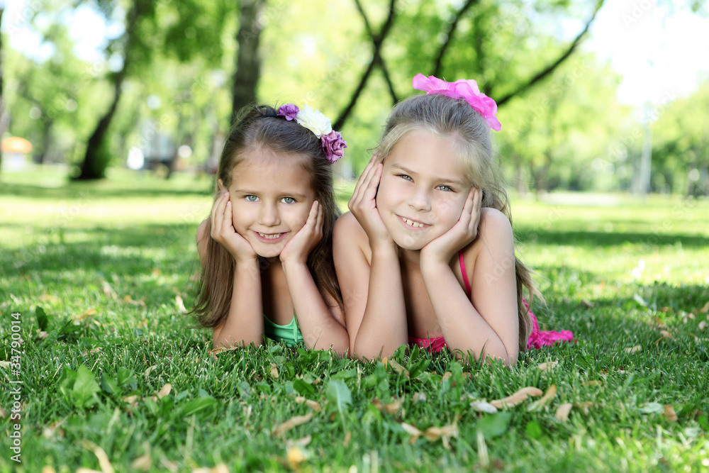 Fototapeta premium Little friends in the summer park