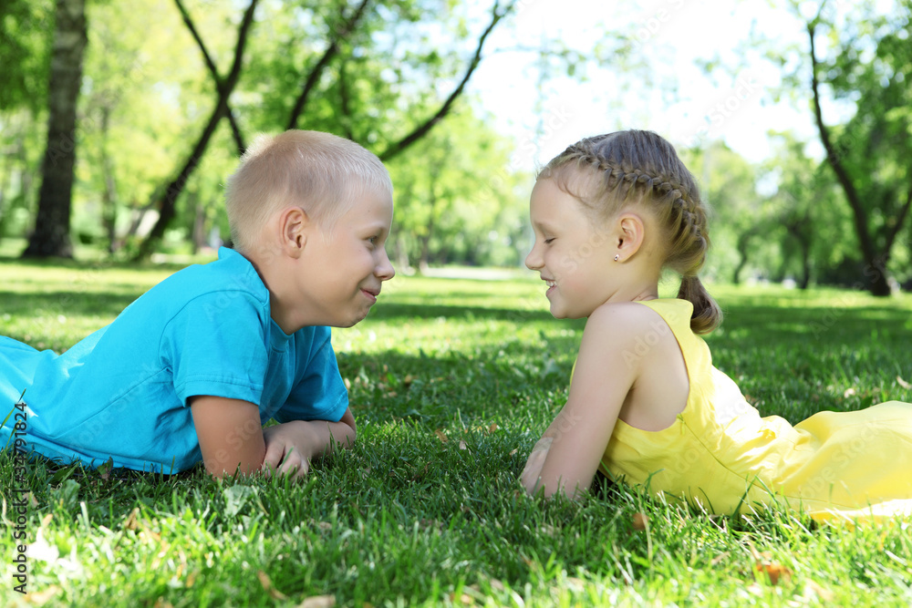Little friends in the summer park