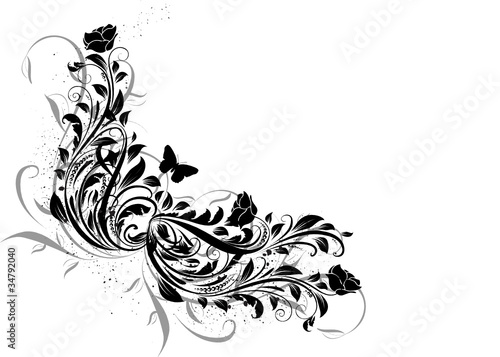 coin floral noir