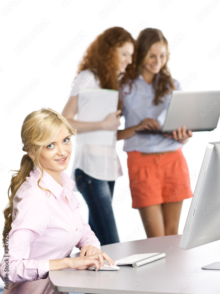 business women on white background business women on white background