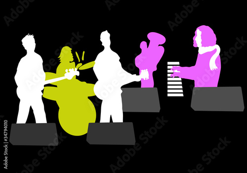 Schilderij op canvas musicians on stage