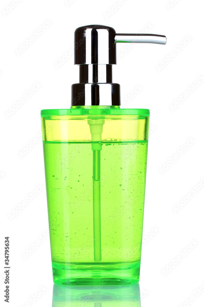 green dispenser for liquid soap isolated on white green dispenser for liquid soap isolated on white