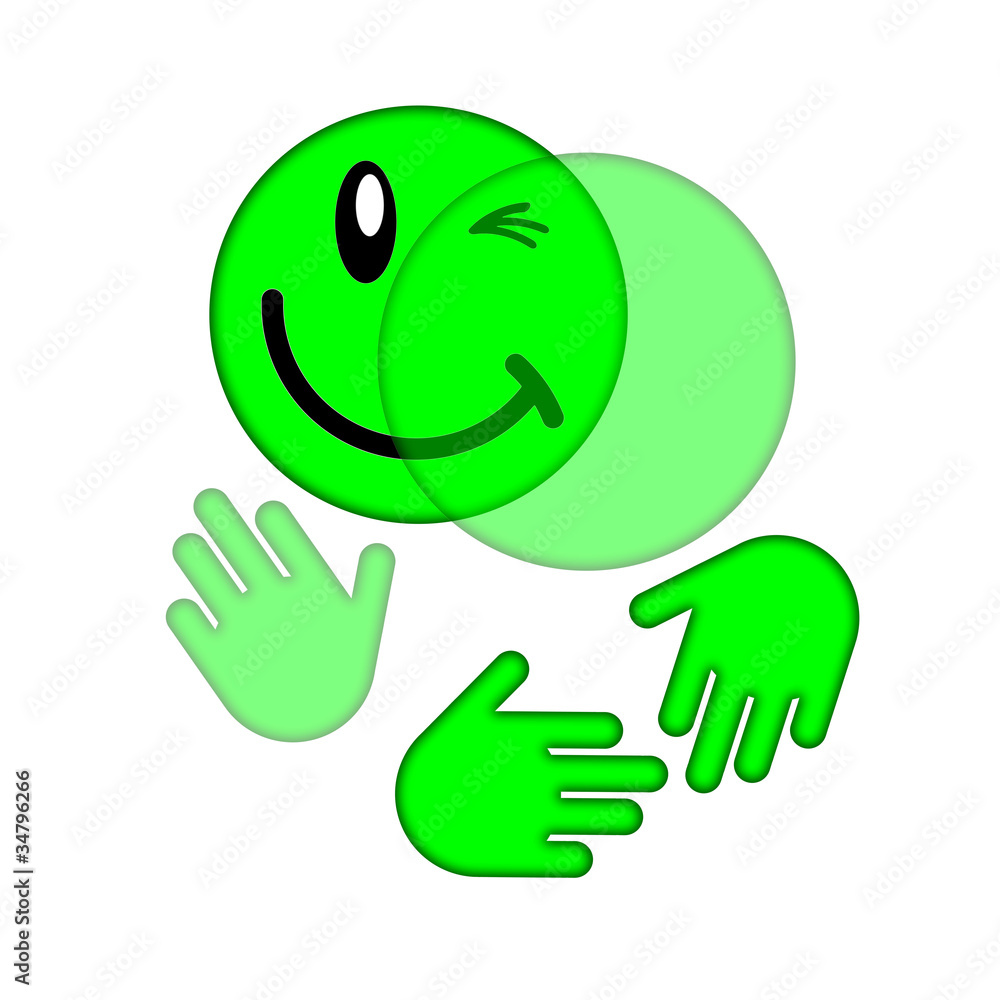 Green smiley pair on a white background Green smiley pair on a white background