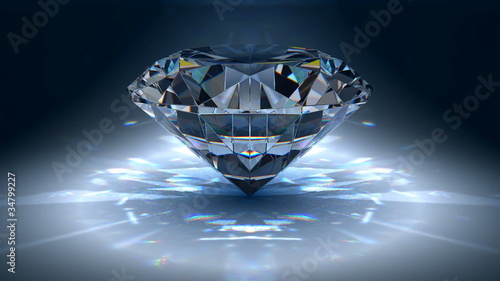 Diamond jewel on blue background photo