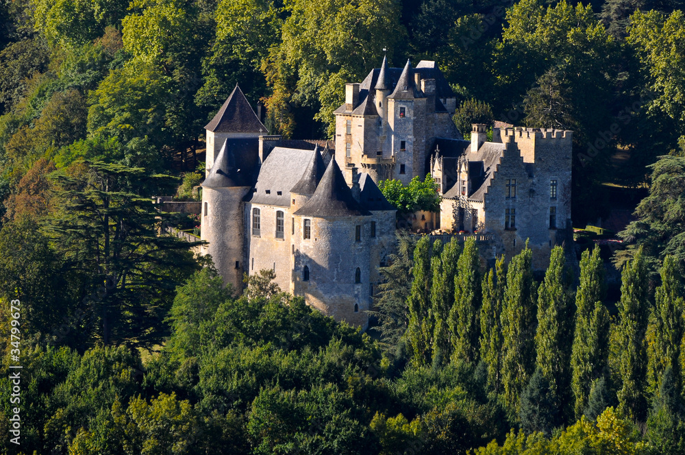 Feyrac castle near the Dordogne river in the morning light