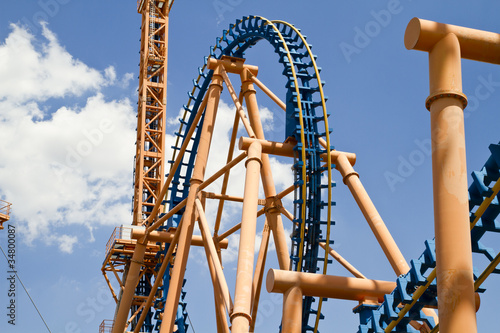roller coaster against blue spring sky