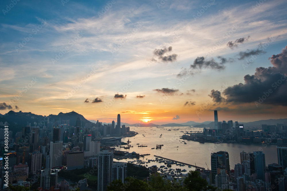 Obraz premium sunset in Hong Kong