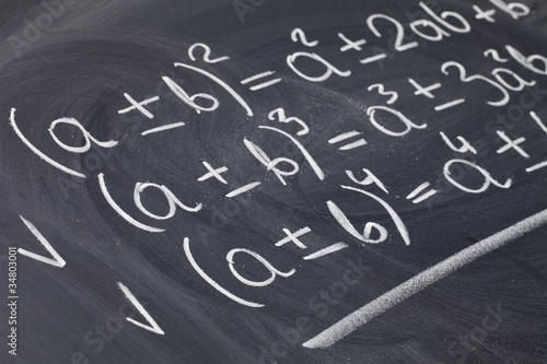 mathematical equations on blackboard
