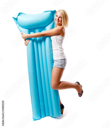 Woman and airbed