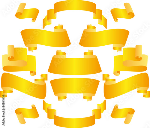 banners and ribbons of yellow on a white background