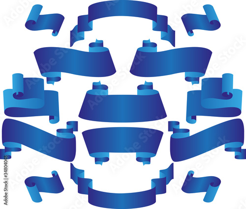 banners and ribbons of blue on a white background