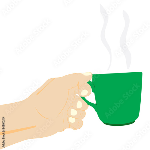 Hand with cup of the hot drink
