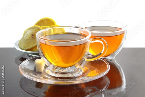 tea,sugar and lemon slices