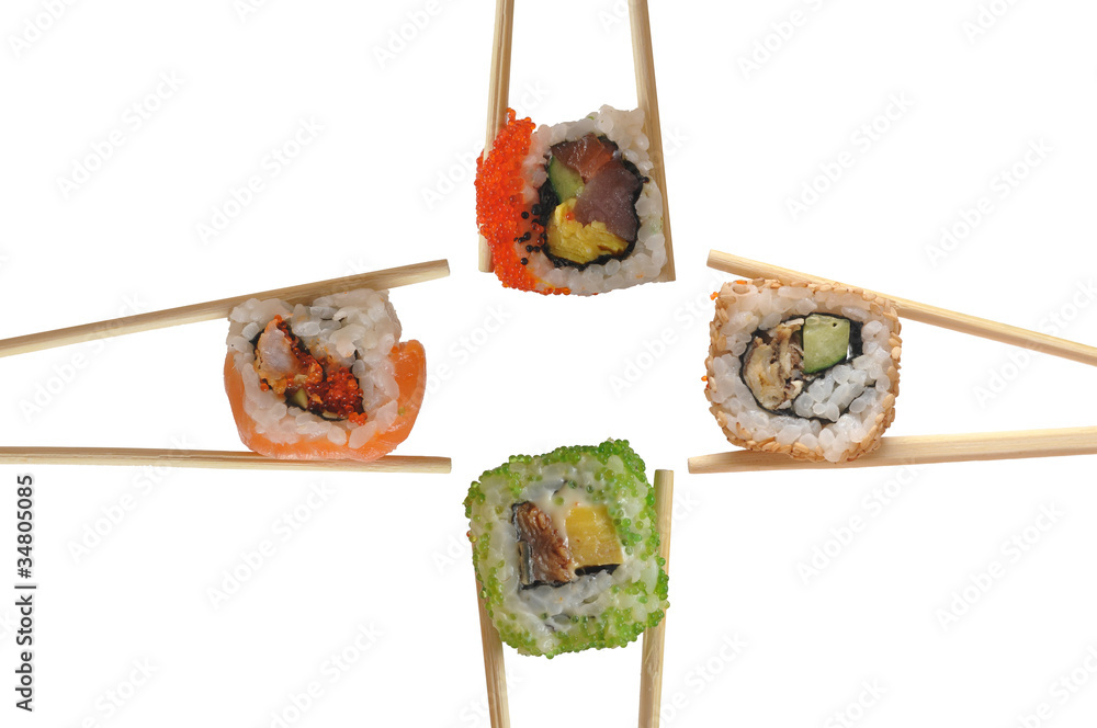 Sushi with chopsticks Sushi with chopsticks