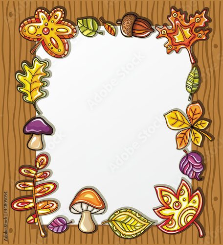 Vector frame with autumnal nature symbols 2