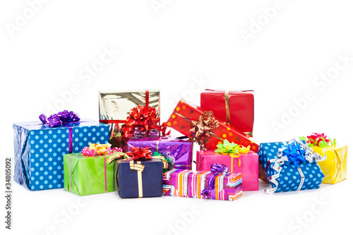christmas gifts isolated on white
