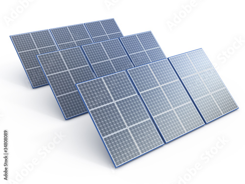 Solar plant. Renewable energy concept on white