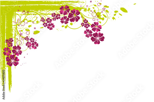 grunge vert et fleur roses