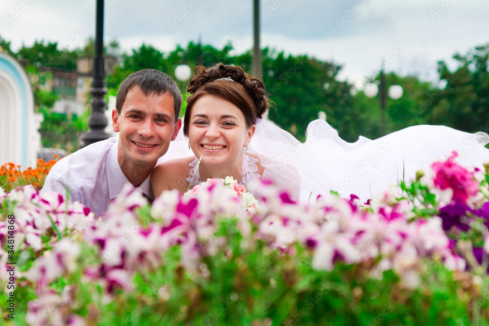 Happy bride and groom Happy bride and groom