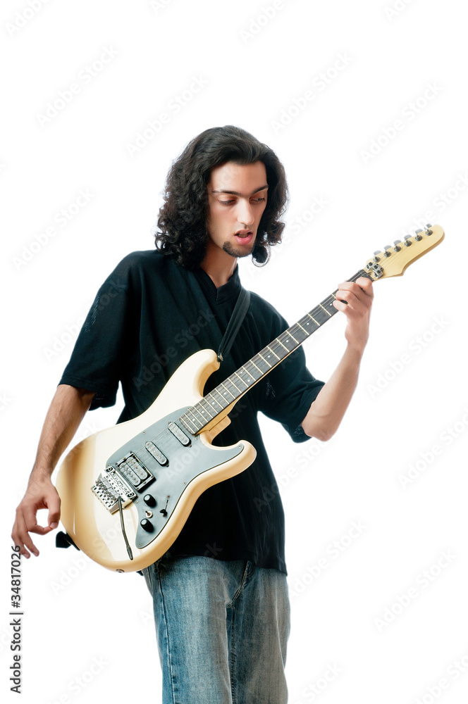 Guitar player isolated on the white background Guitar player isolated on the white background