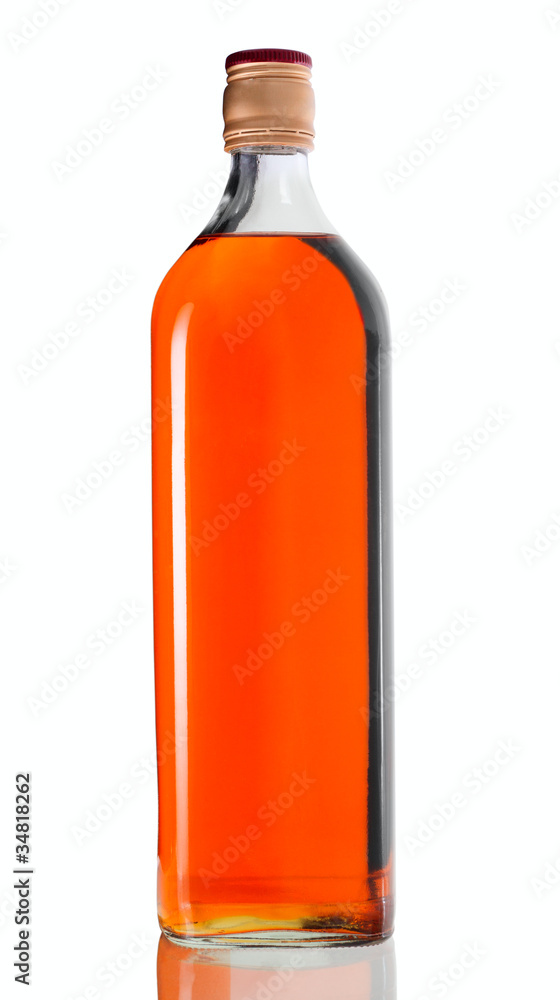 Full whiskey bottle isolated on white background Full whiskey bottle isolated on white background