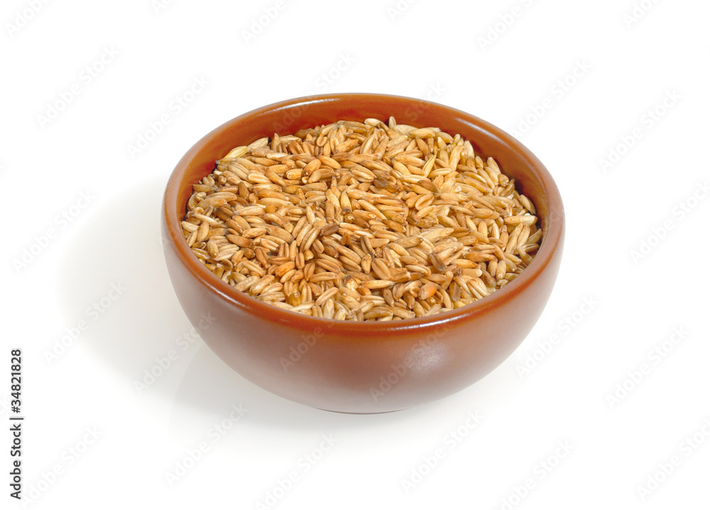 Oat grains in bowl isolated on a white Oat grains in bowl isolated on a white